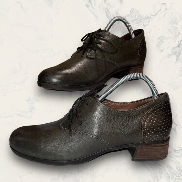 Dansko Louise Green Leather Lace Up Mid Heel Oxford Shoes Women’s Size 9.5-10 - Picture 1 of 7